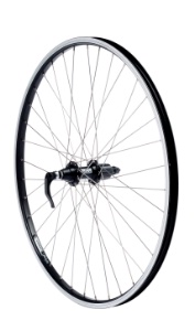 Baghjul Linus 26" MTB 7 gear kassette sort enkeltbundet f�lg