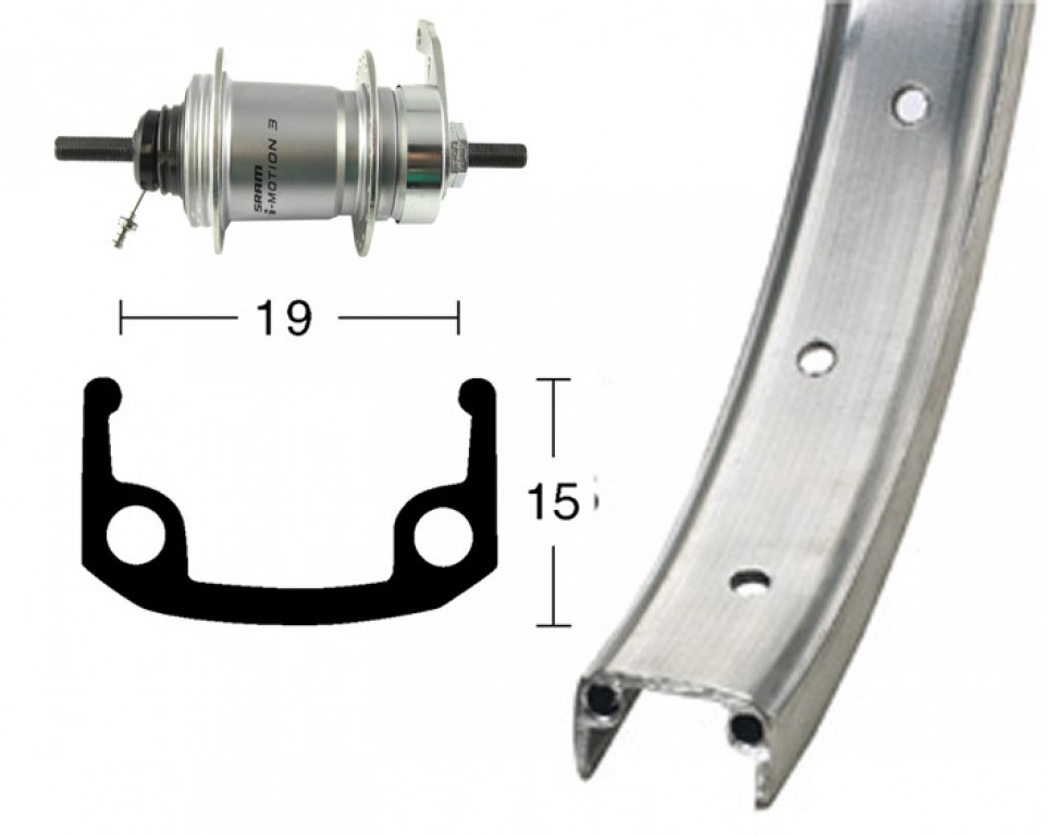Baghjul 700c Med Sram 3 gear s�lv
