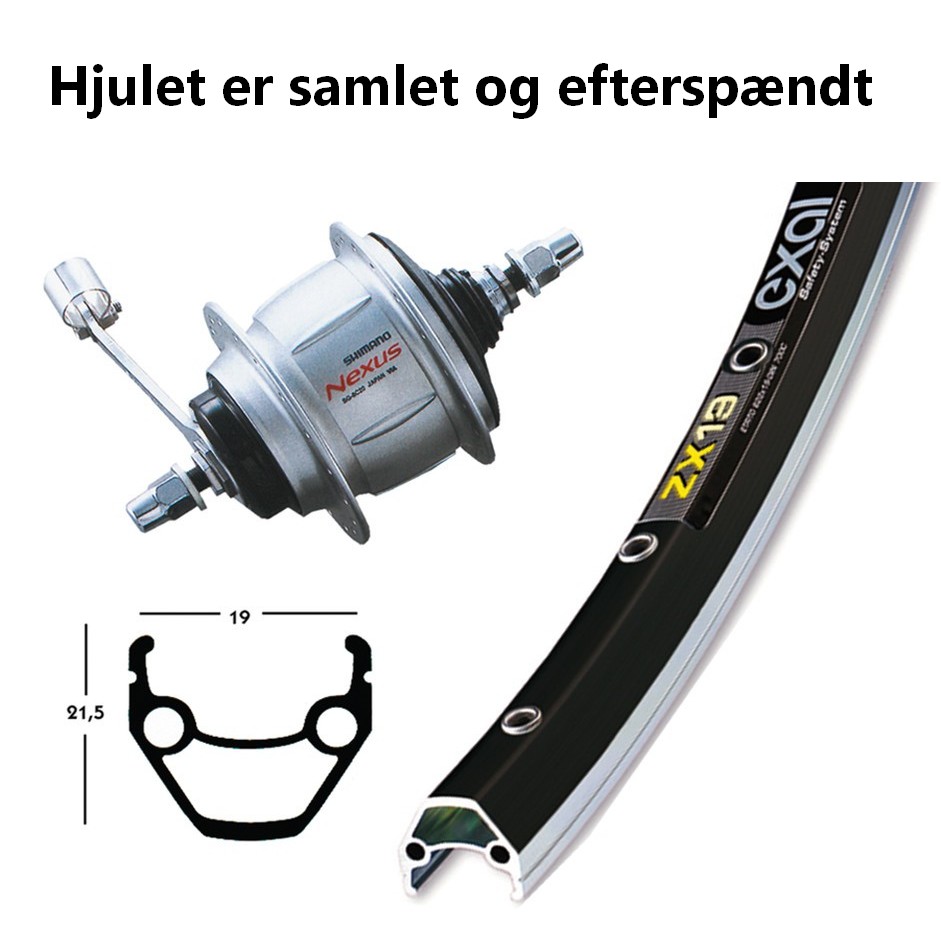 Baghjul 700c med NEXUS 8 gear fodbremse