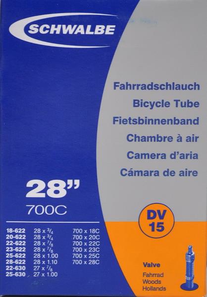Schwalbe slange 700 x 18-28c med almindelig ventil DV15