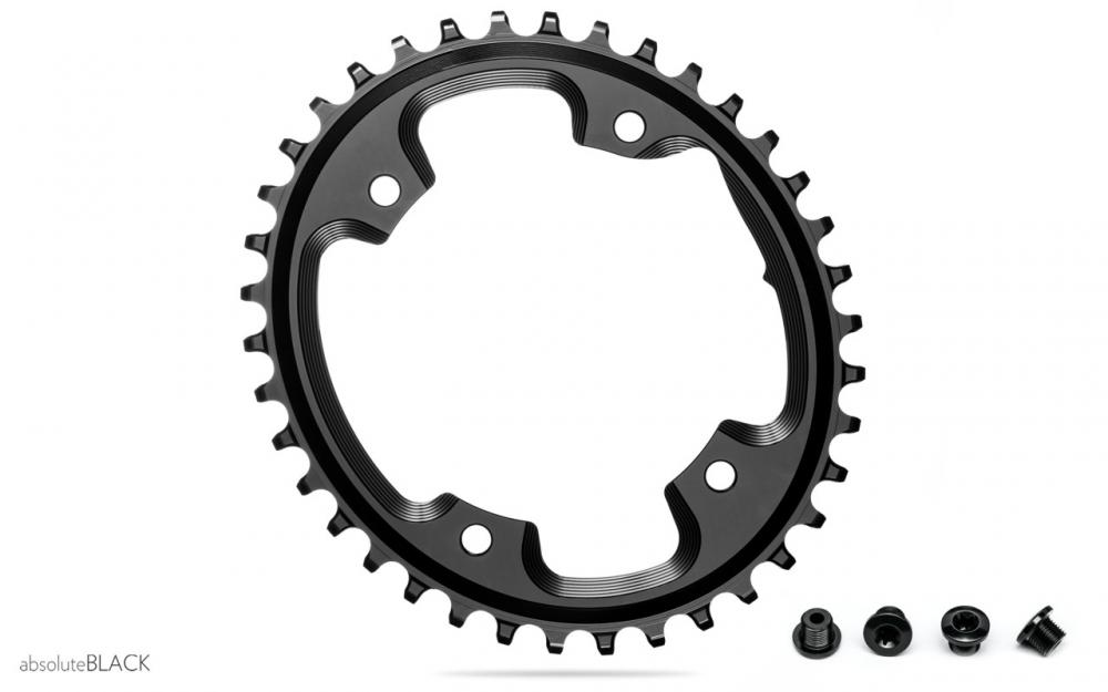 Absolute Black oval klinge til cross eller gravel, ø110 Asymetrisk 4hul 38T Sort