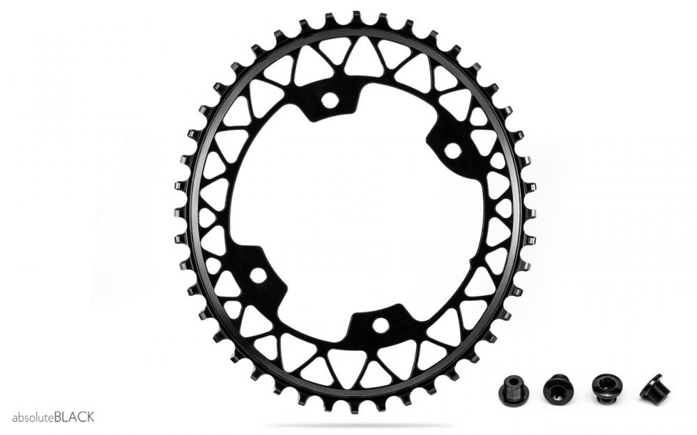 Absolute Black oval klinge til gravel, 44t, ø110, 4huls, Grå