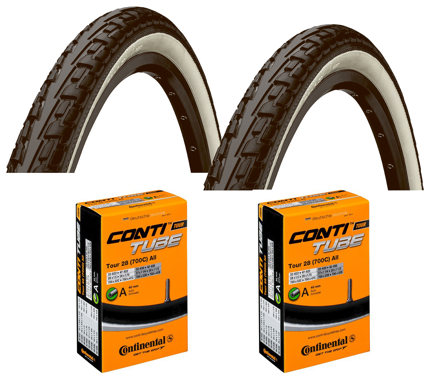 Continental RIDE Tour hverdagsdæk 700 x 45C sort/hvid sampak autoventil