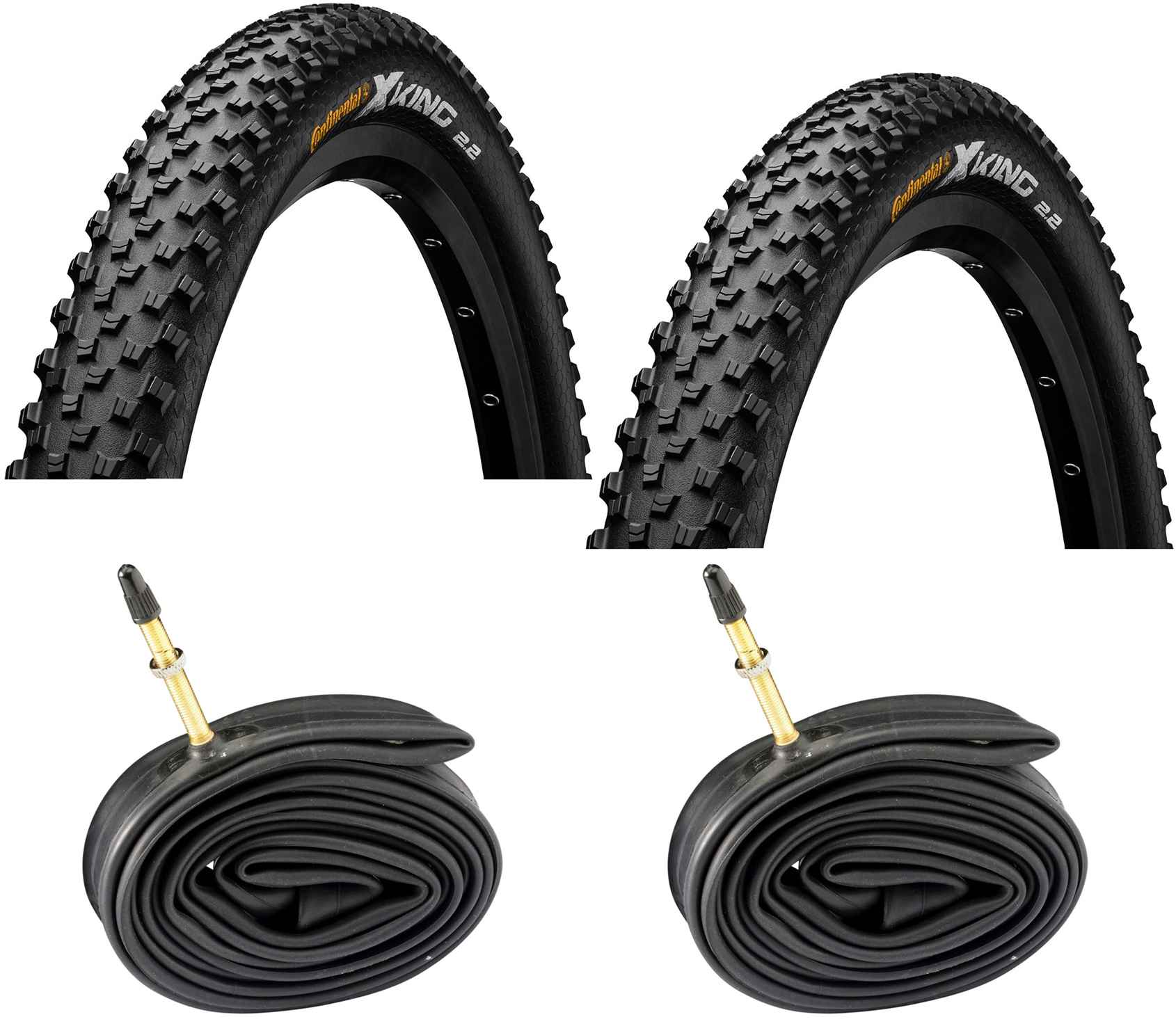 2 dæk + 2 slanger Continental Cross King II 29" x 2,20" Foldedæk med Presta Ventil