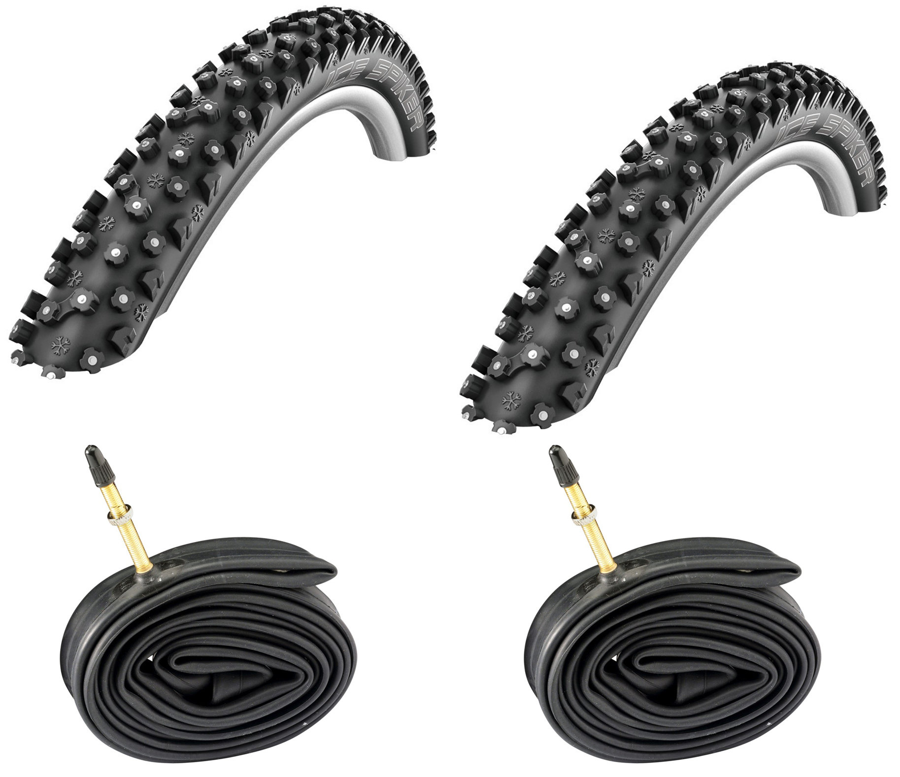 2 dæk + 2 slanger Schwalbe Ice Spiker Pro 29x2,25 med Presta Ventil