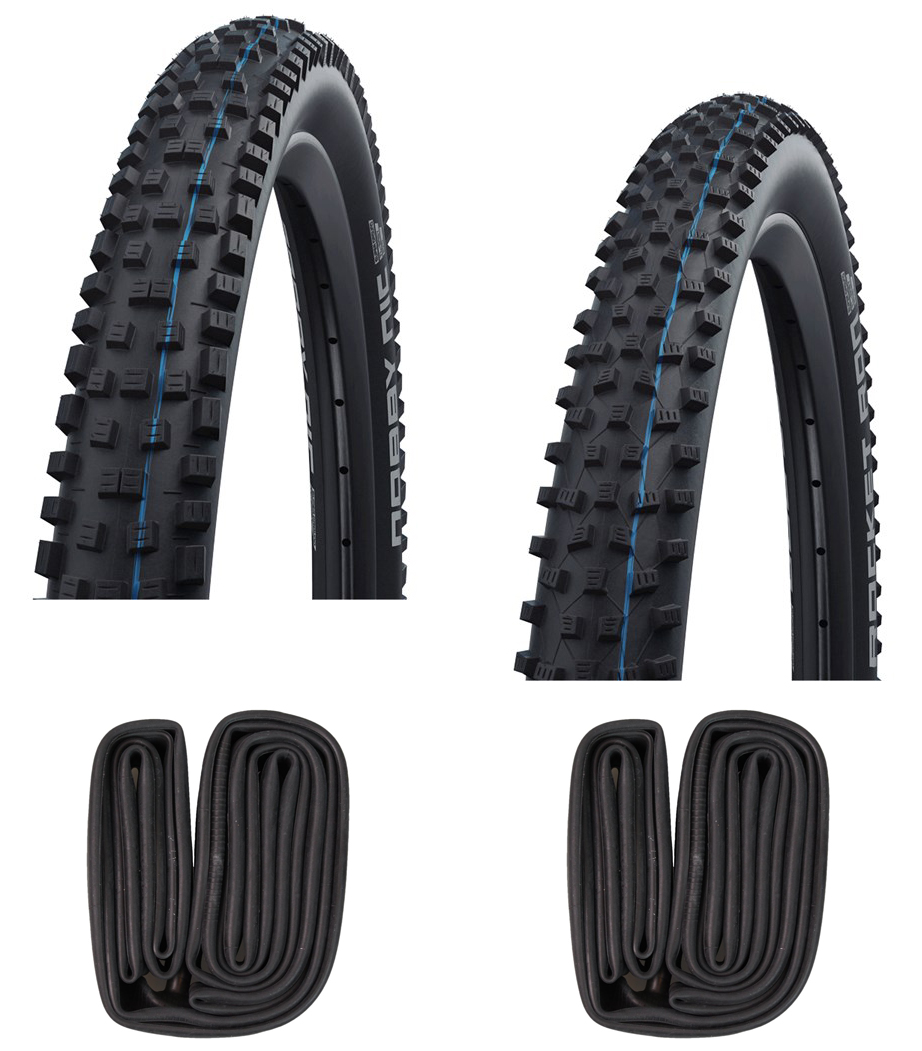 2 dæk + 2 slanger Schwalbe Nobby Nic og Rocket Ron 29 x 2,25" med Presta Ventil