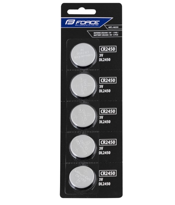 FORCE 5 Stk. CR2450 3V Knapcellebatterier