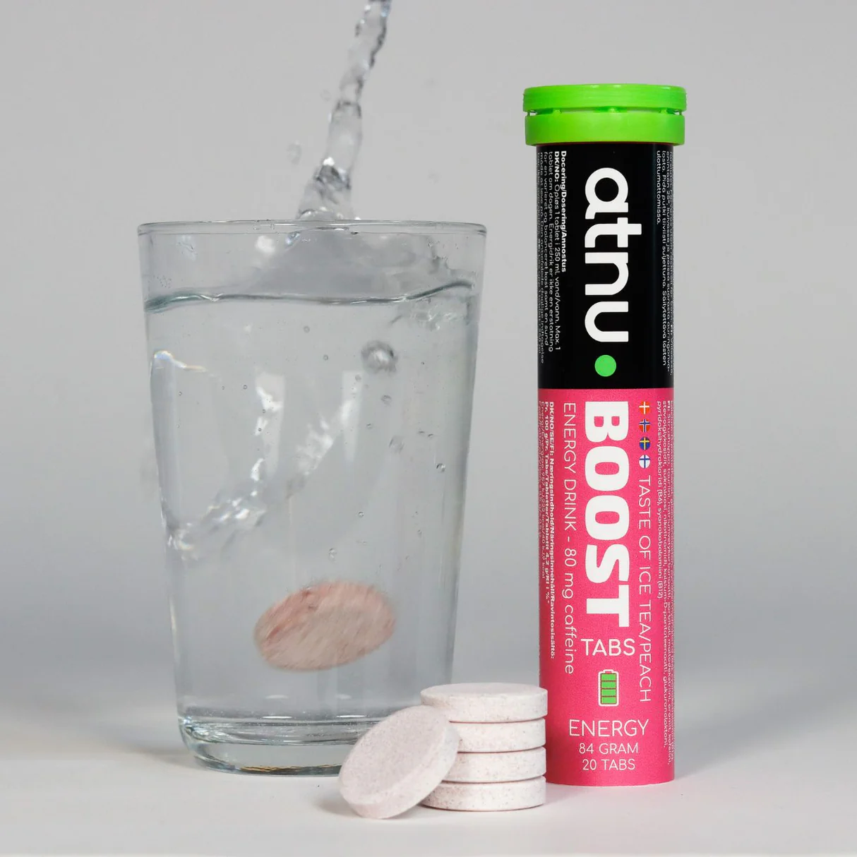 ATNU Boost Energy Drink - Koffeintabs med smag af Ice Tea Peach - 20 tabs