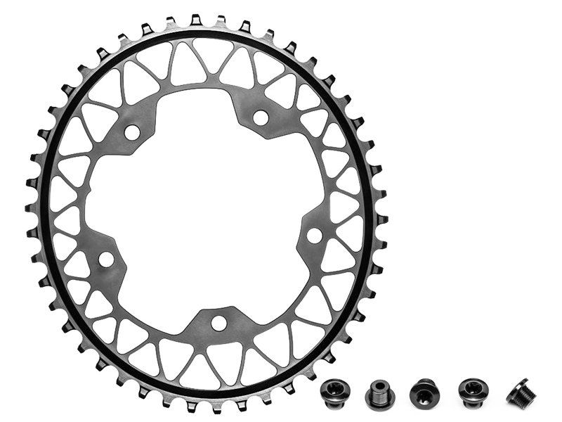 Absolute Black oval klinge til gravel, ø110, 5huls, grå