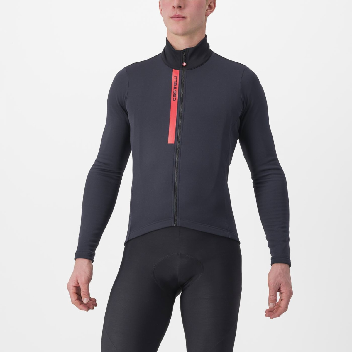 Castelli Entrata Thermal Jersey - Lange ærmer - Herre - Sort/Rød - Str. M