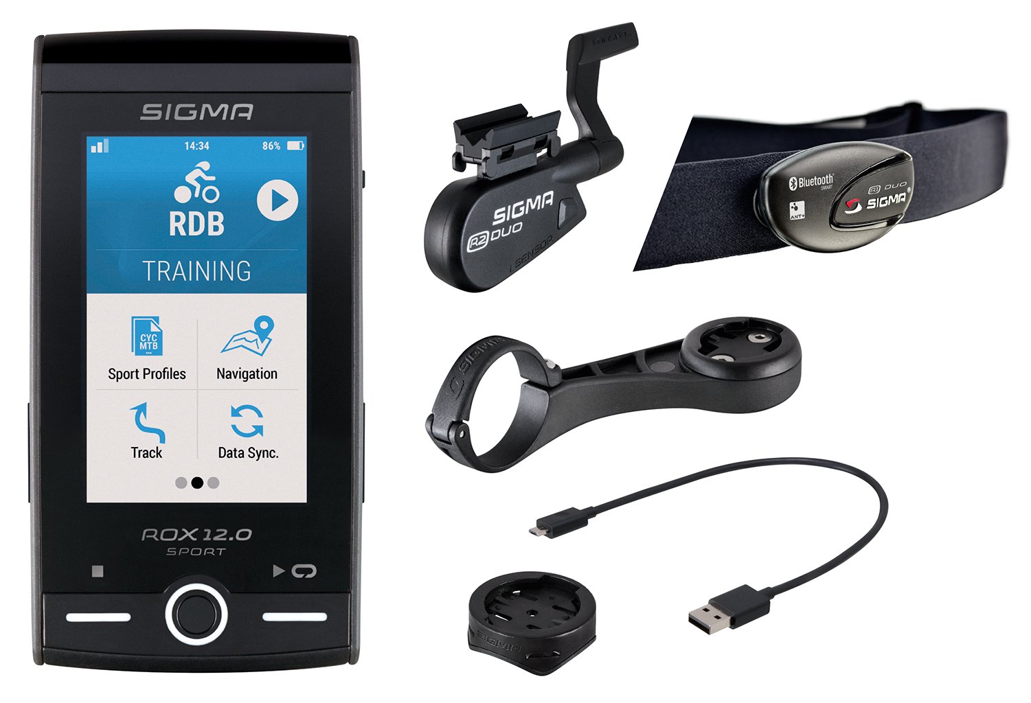 Sigma Sport Computer ROX 12.0 Sport - Grå Bundle