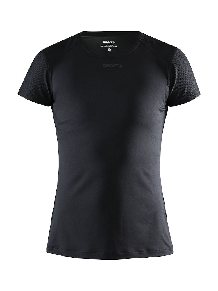 Craft ADV Essence Slim Tee Str. XXL Dame - Sort T-shirt til løb og træning