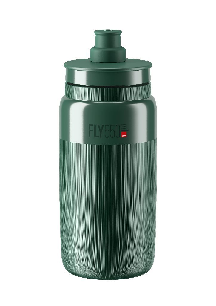 Elite Bottle FLY TEX Dark Green, Grey Logo 550ml - Drikkeflaske