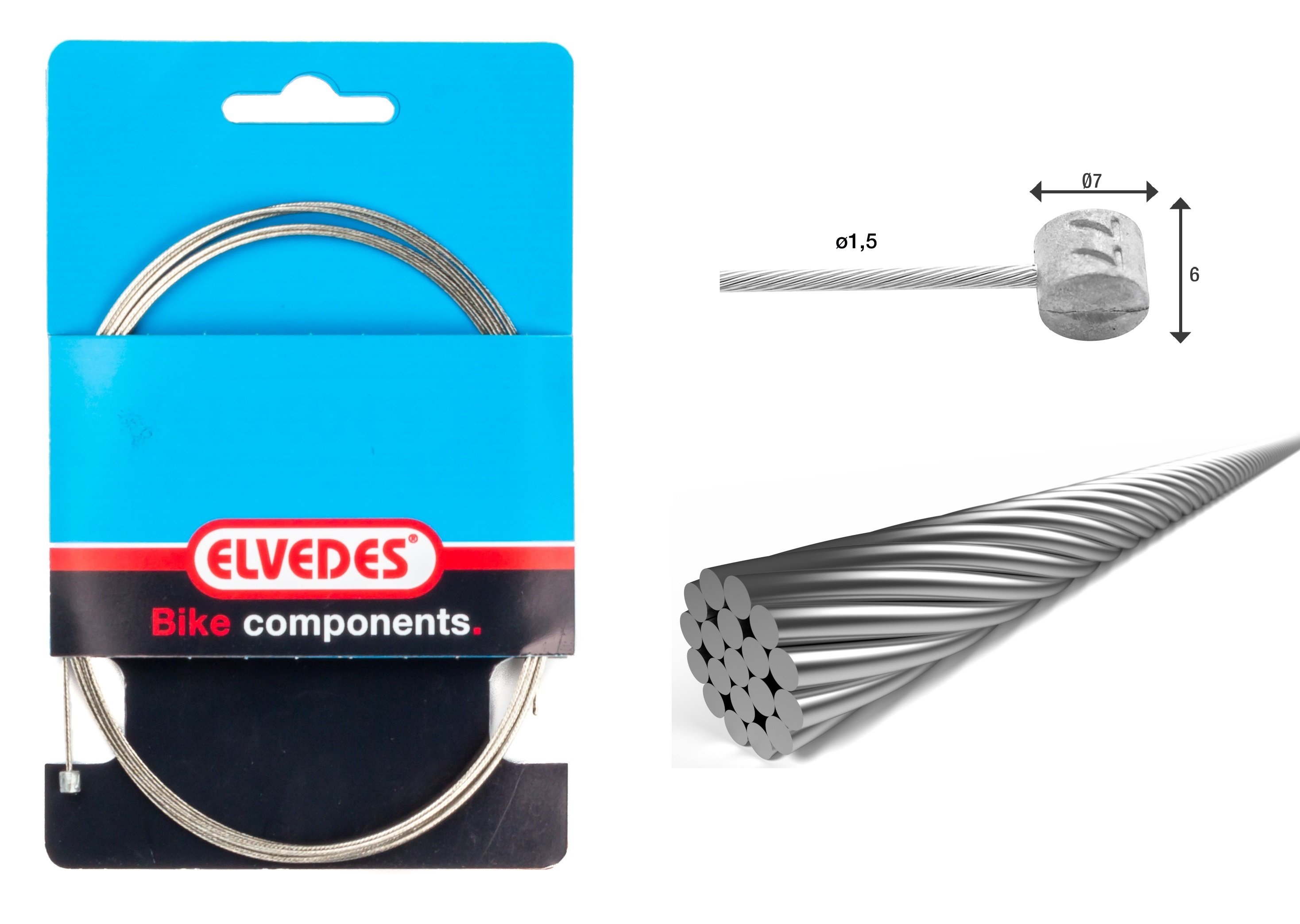Elvedes Bremsewire 1Ã19 ø1,5/5000mm ø7Ã6mm