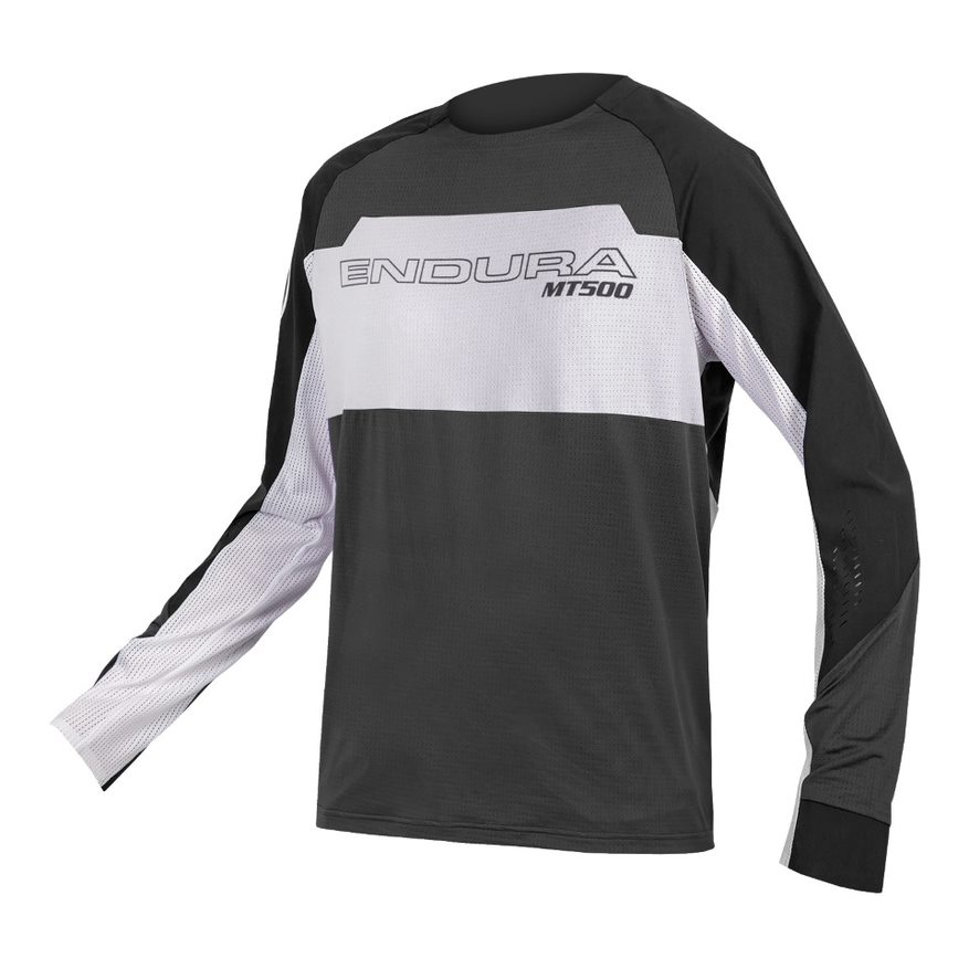 Endura MT500 Burner Lite Jersey - Lange ærmer - Herre - Sort/Hvid - Str. S