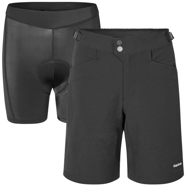 GripGrab Flow 2-i-1 Tekniske Cykelshorts Dame Sort