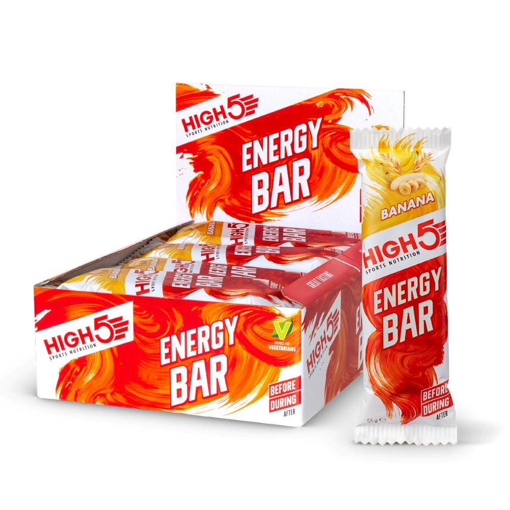High5 Energy Bar banan 55 g Best før 31/7-2026 - 12 stk.