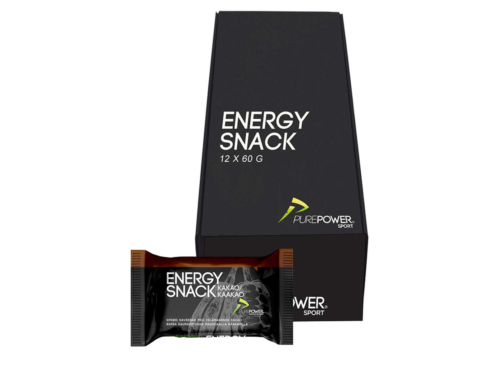 PurePower Energy Snack energibar kakao 60 g. - 12 stk