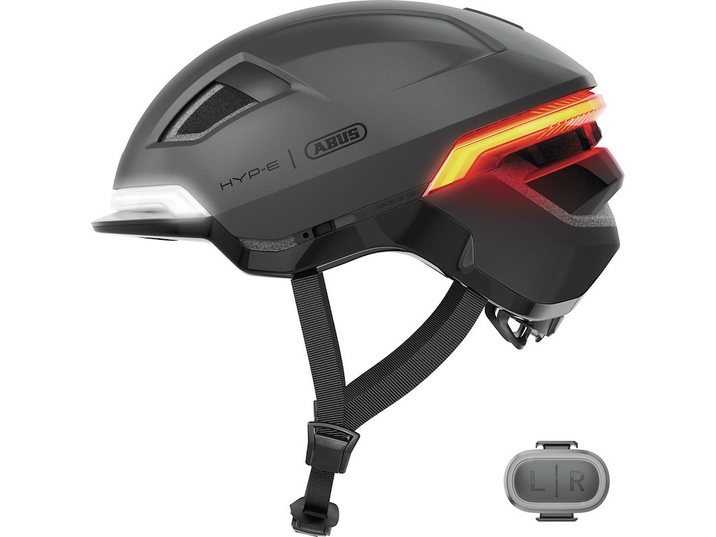 Refurbished - Abus Hyp-E Urban cykelhjelm med lys volcano titan str. 51-55
