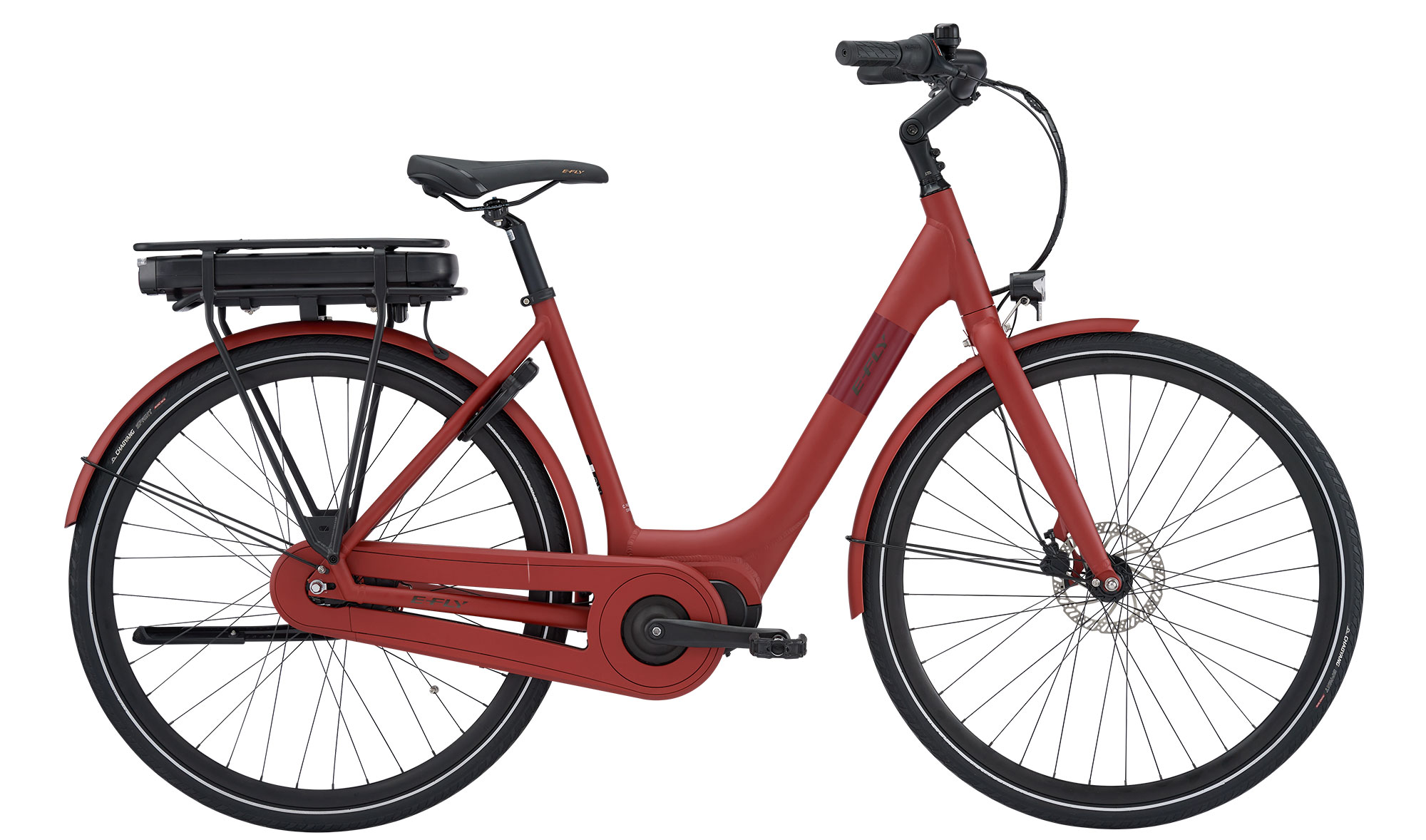 Refurbished - E-Fly E-Away Centermotor med 7 gear - rød (OBS: BATTERI MEDFØLGER IKKE)
