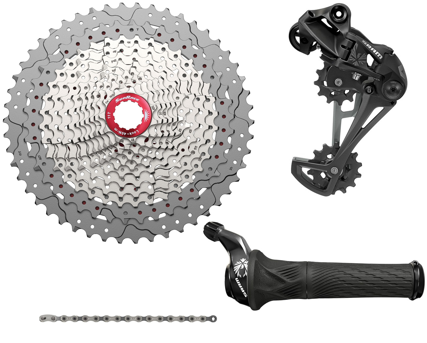 SRAM/Sunrace 12-Speed Gruppe til alm. body 11-50T Drejegreb