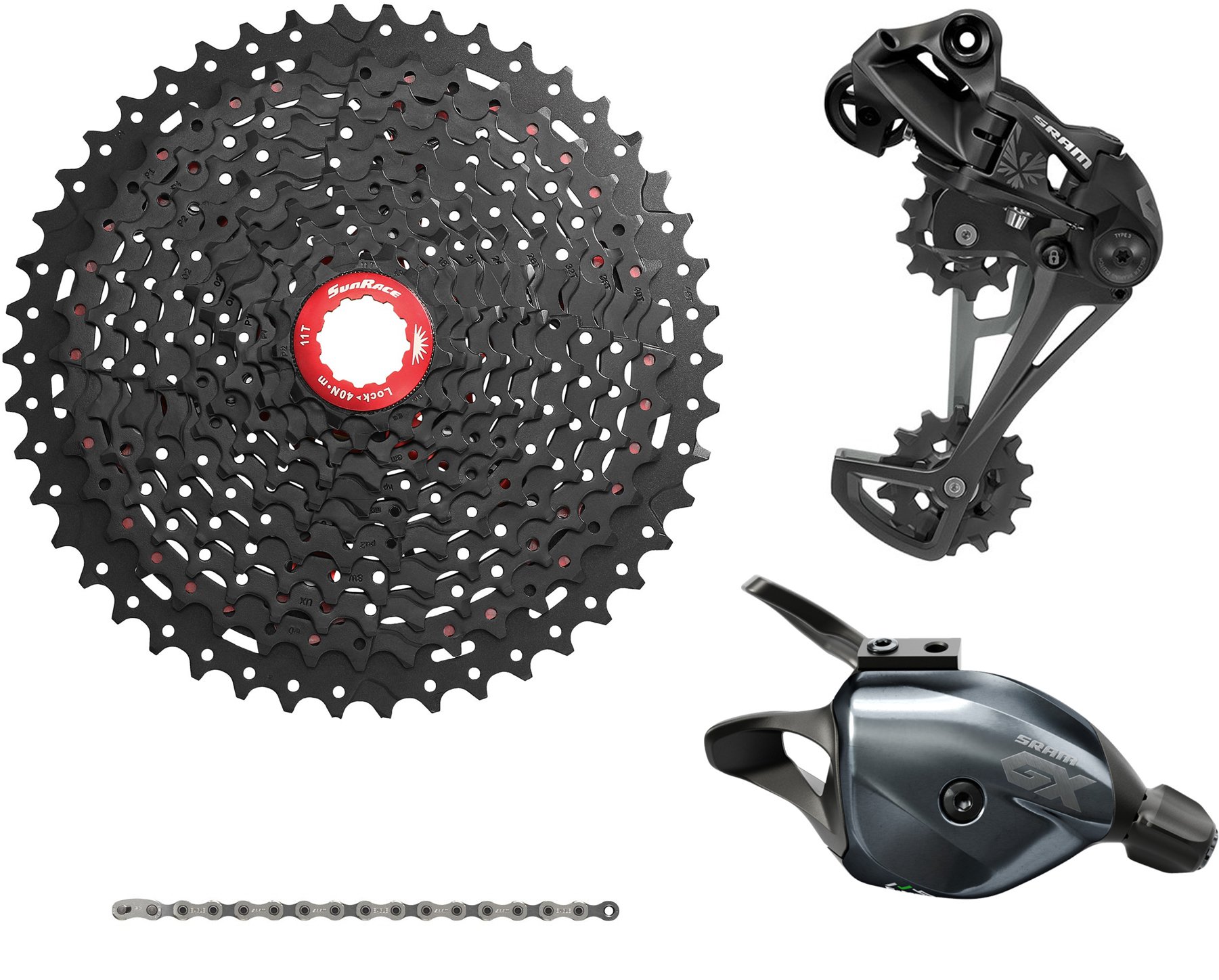 SRAM/Sunrace 12-Speed Gruppe til alm. body 11-50T Sort/Grå