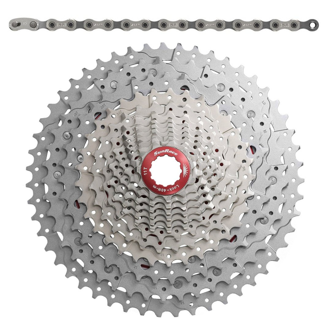 SRAM/Sunrace 12 Speed sampak Kassette 11-51T + kæde 126 Led