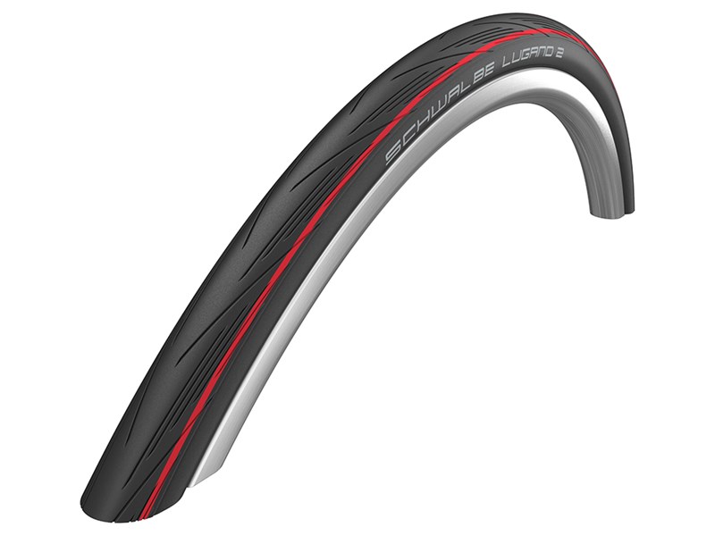 Schwalbe Lugano II - K-Guard Foldedæk - 700x25c (25-622) Sort/Rød