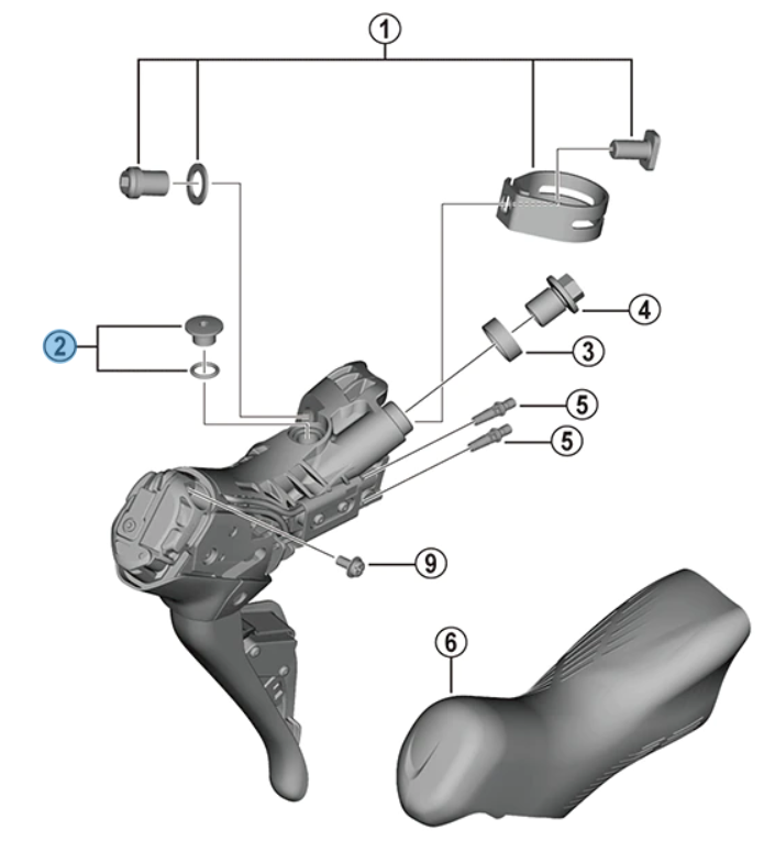 Shimano udluftningsskrue og o-ring - Til Dura Ace og Ultegra hydrauliske bremsegreb