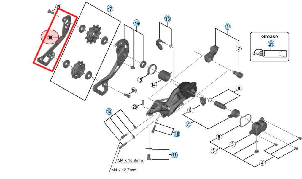 Shimano inderplade - Passer til Shimano XTR bagskifter - RD-M9000-GS