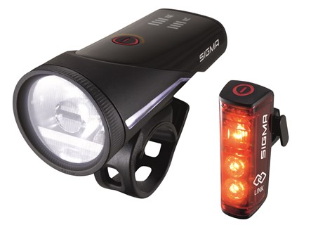 Sigma Sport Aura 100 Set + Blaze Link, Baglys + forlys (sæt), Sort, IPX4, LED, Rød, Hvid, 100 lm