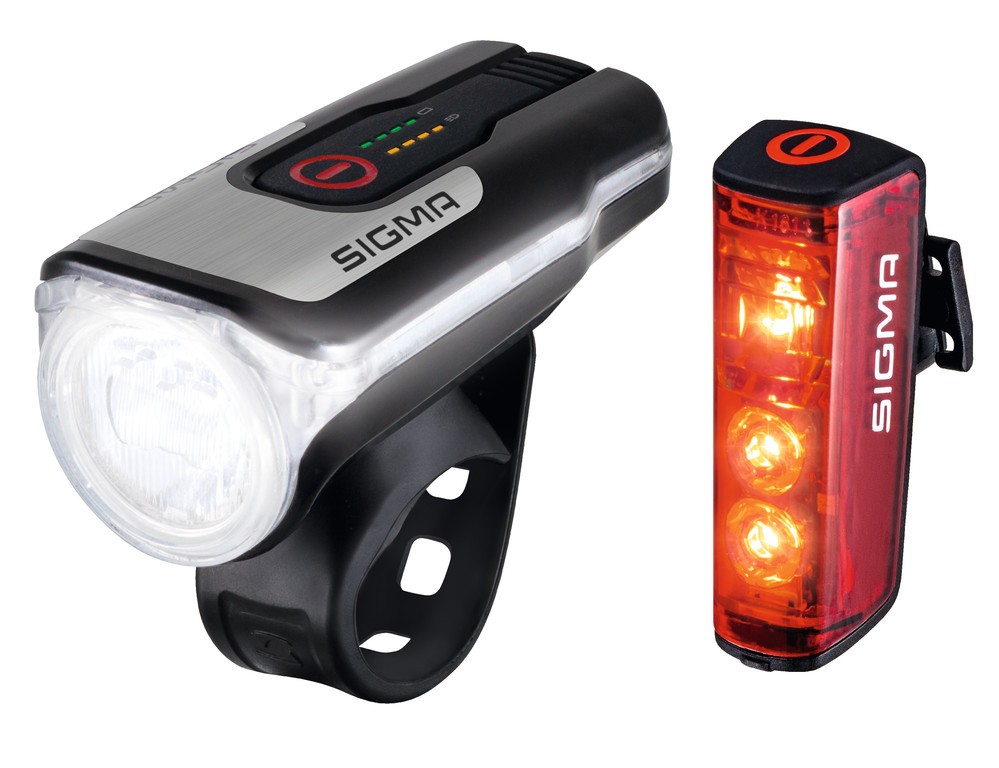 Sigma Sport Aura 80 + Blaze Set, Baglys + forlys (sæt), Sort, IPX4, LED, Rød/hvid, 80 lm