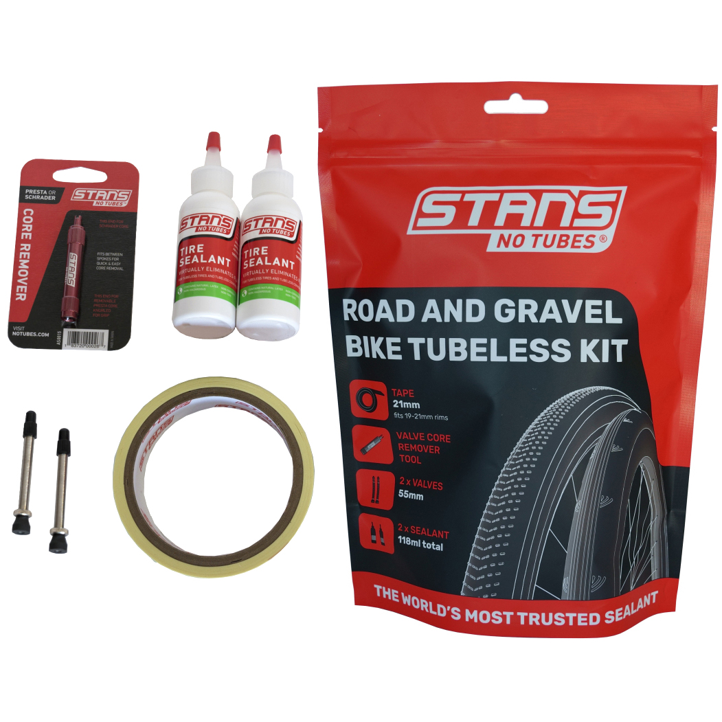 Stan's Notubes Tubeless Kit Road/Gravel 21 mm Tape og 55mm Ventiler