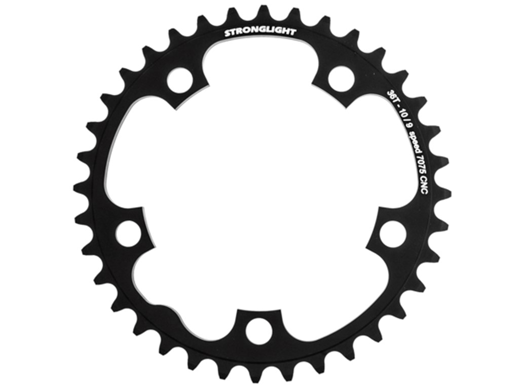 Stronglight klinge - 36 tands - ø110 - 5 huller - 9/10 speed - Zicral alu - Sort
