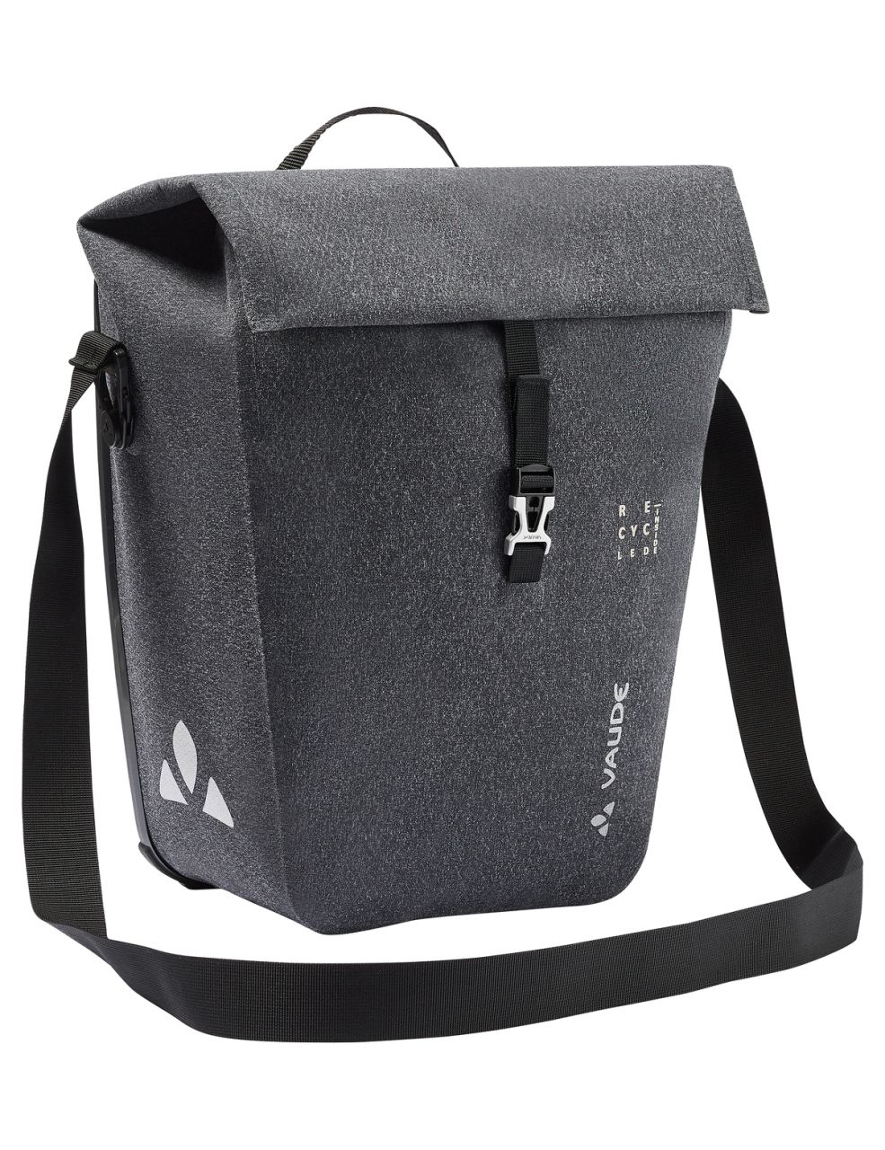 VAUDE ReCycle Pro Single, Bagside, Cykeltaske, Stof, Polyamid, Polyester, Polyurethan, Sort, Grå, 22 L, 12 kg