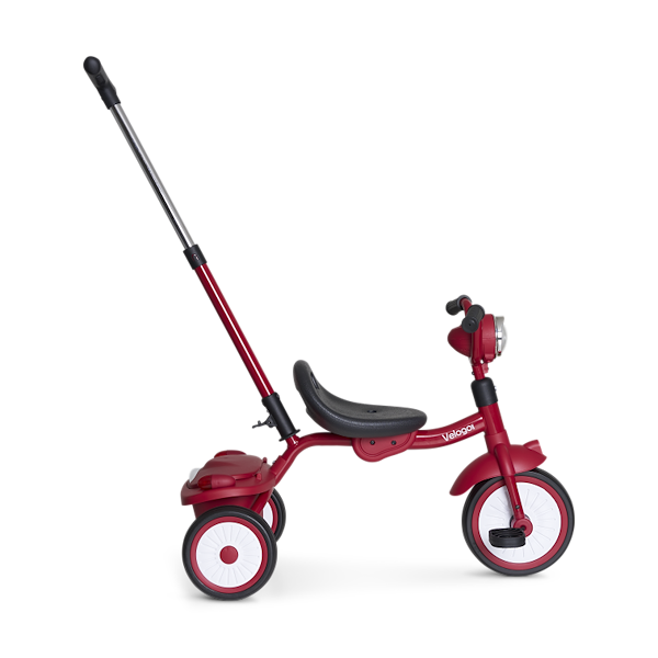 Velogo trehjulet cykel med skubbestang rød