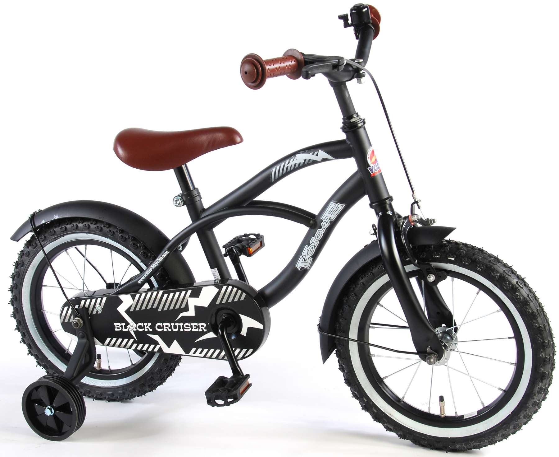 Volare Black Cruiser Børnecykel med Støttehjul - 14", 3,5-5år - Sort