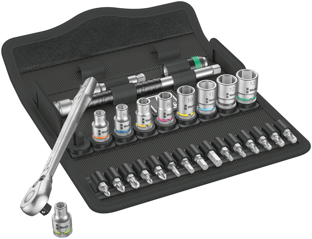 Wera 8100 SA 8 Zyklop Metal-skraldesæt, omskiftergreb, 1/4"-tilslutning, metrisk , 28 dele