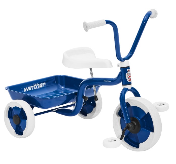 Trehjulet cykel m. vippelad blå/hvid