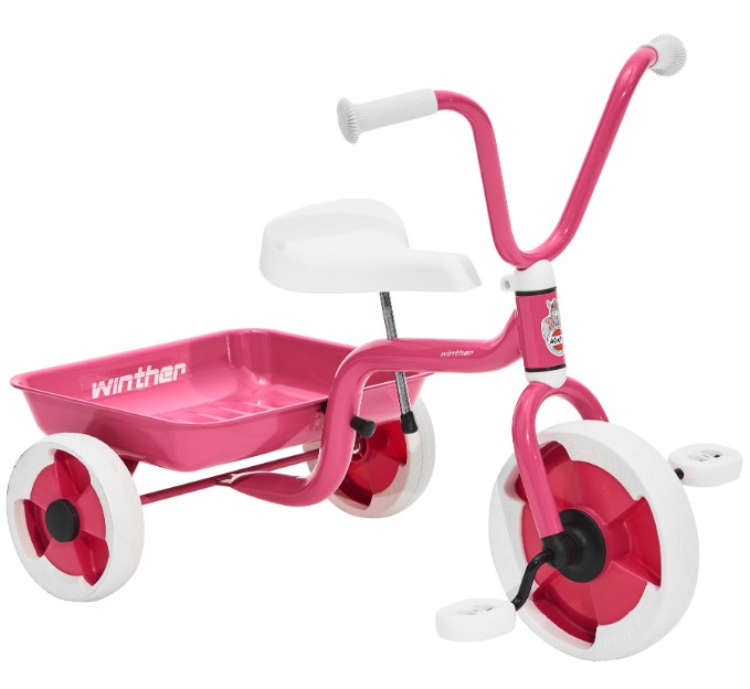 Trehjulet cykel m. vippelad lyserød/hvid