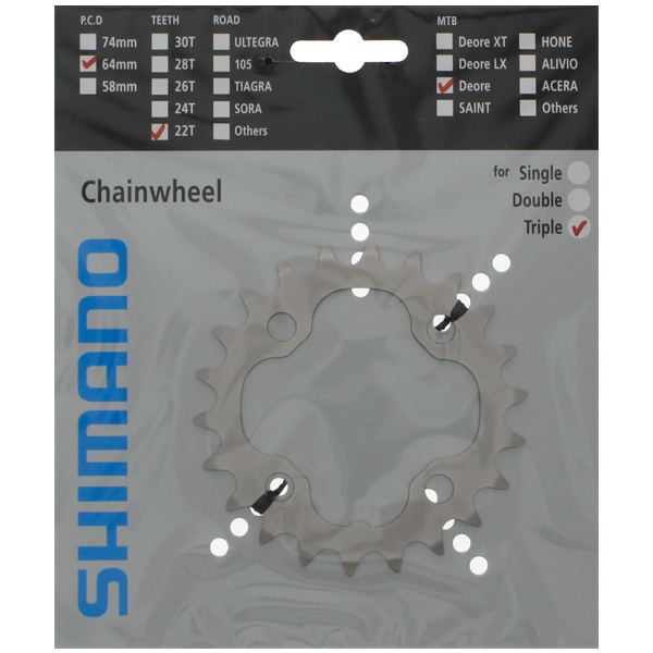 Shimano Klinge Fc-m532 22t 64mm Sølv 9-sp - Cykel klinge