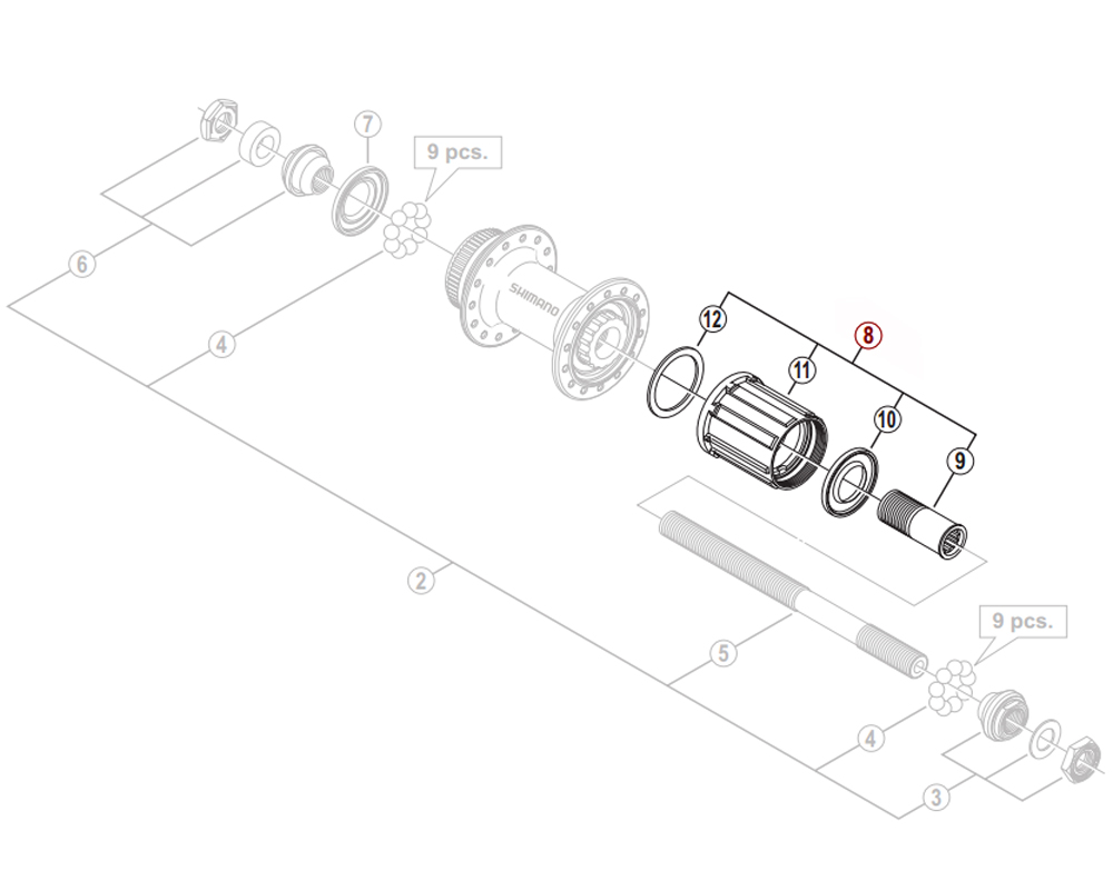 Kassettehus Shimano hjul til 9/10 gear WH-MT15-A-R-29