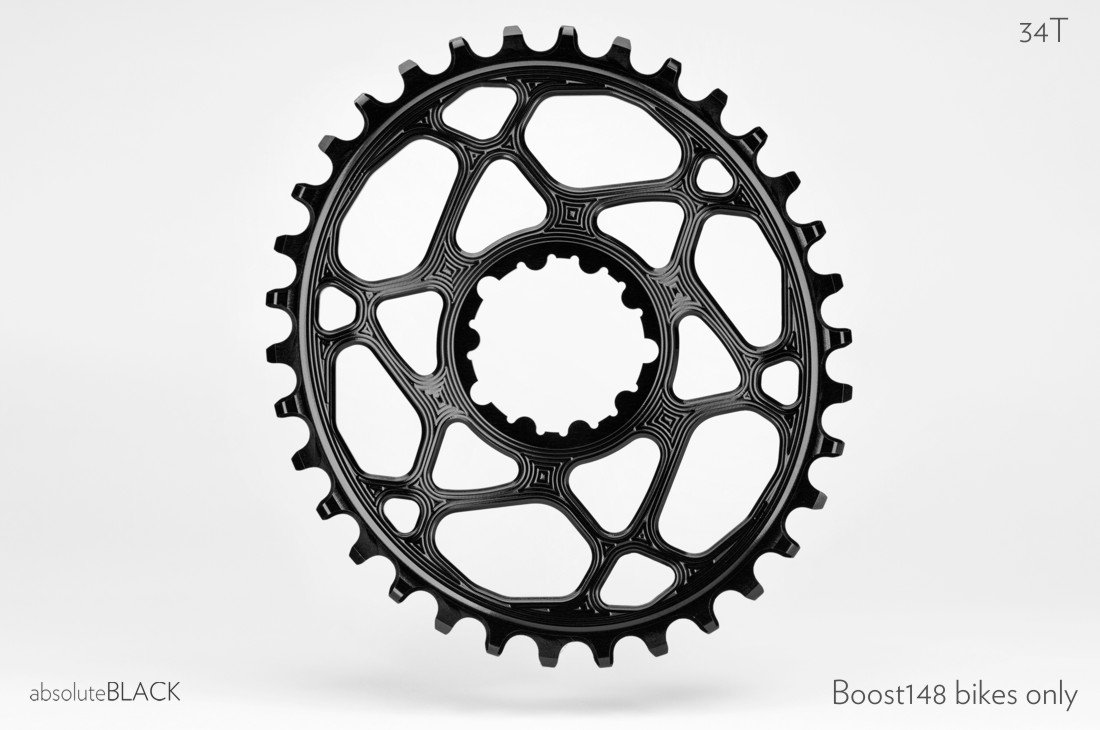 absoluteBLACK Oval klinge - Sram - Direct mount - Boost - Offset 3 mm - 28 tænder - Sort