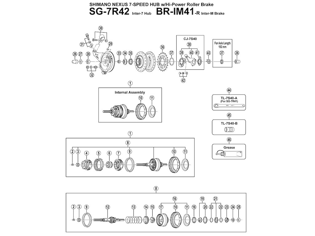 Shimano Nexus 7 planethjulssæt 2 til SG-7R40/R41/R42