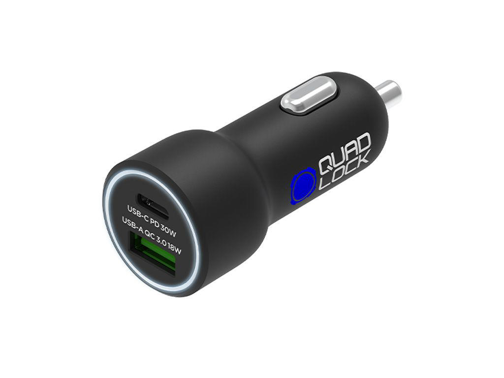 Quad Lock biloplader dobbelt USB 12V