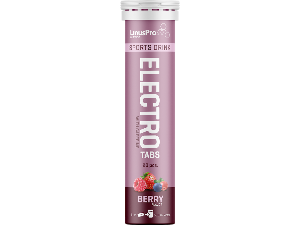 LinusPro Elektrolyt Tabs - Berry med Koffein - 20 tabs