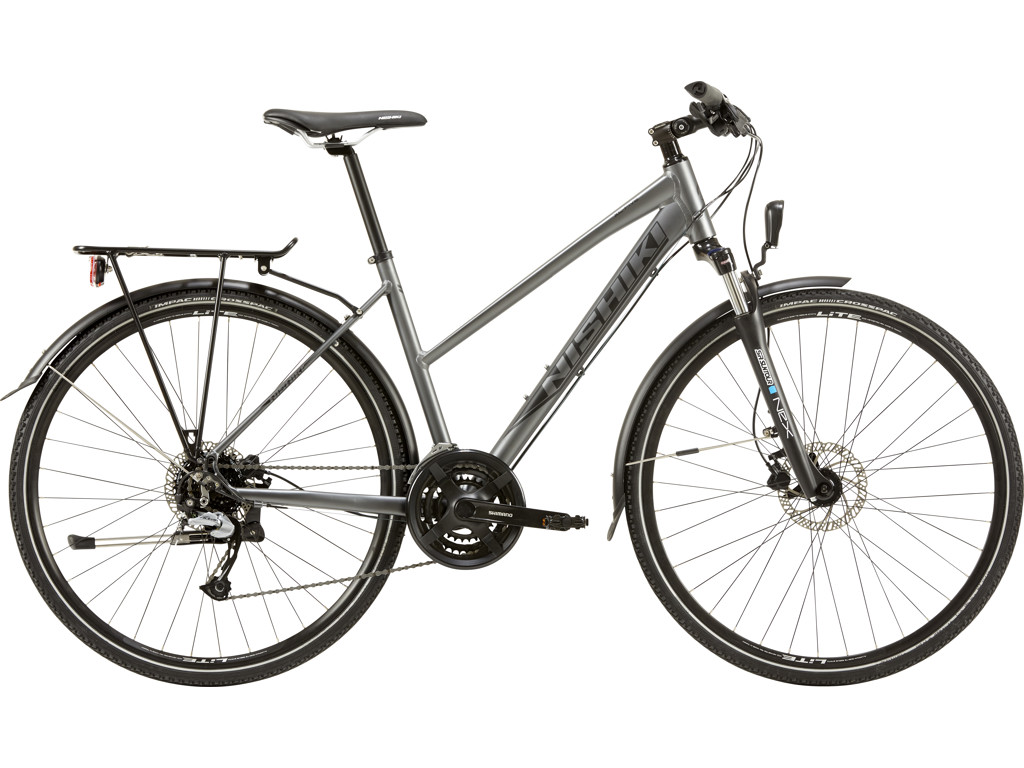 Nishiki XC Five Hybrid Shimano Acera 24 gear hydrauliske skivebremser dame Lavagrå