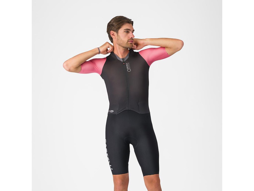 Castelli Saturday Morning Skinsuit black/rosa giro/smoky gray herre