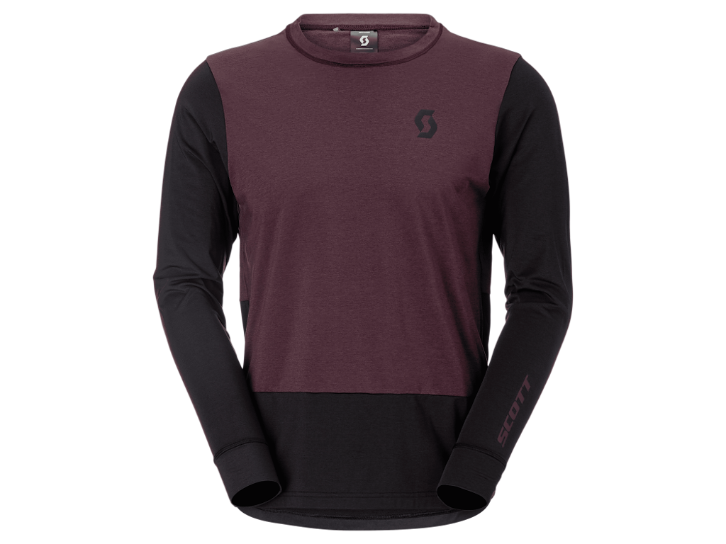 SCOTT Vertic Pro Mid LS Tee - Cykeltrøje - Lange ærmer - Herre - Cocoa Red/Sort - Str. M