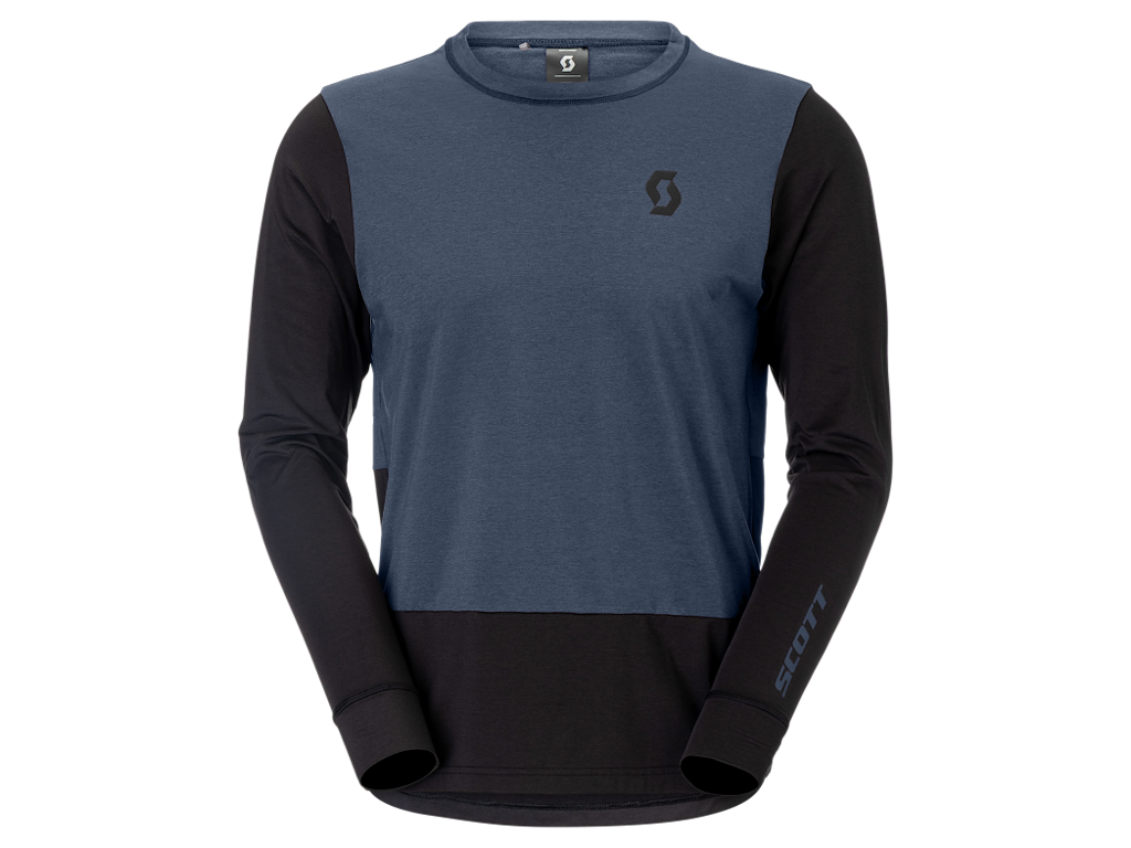 SCOTT Vertic Pro Mid LS Tee - Cykeltrøje - Lange ærmer - Herre - Dusk Blue/Sort - Str. S